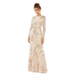 Mac Duggal 11174 Blush Embroidered Lace Trumpet Gown Size 16 $798 - Mac Duggal